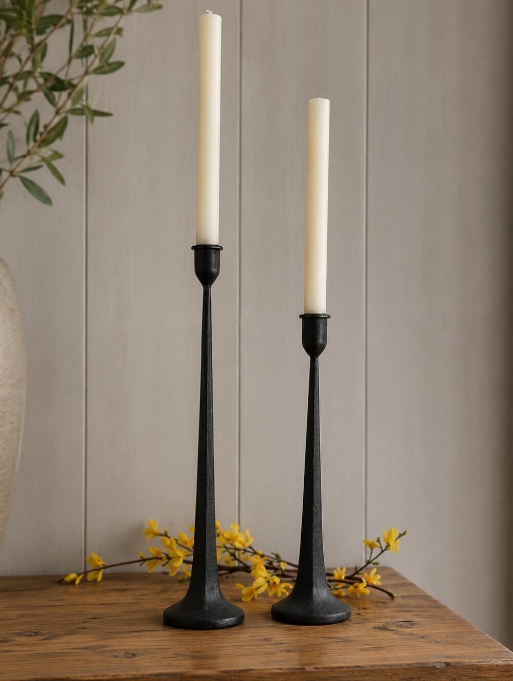 Cast Iron Taper Candle Holders Set of Two Great Pre-loved Condition